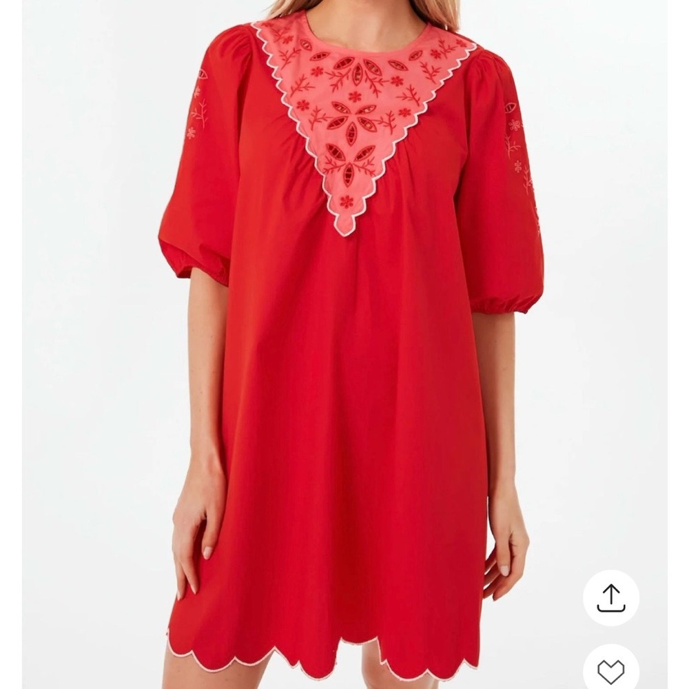 Pomander Place Red Dress with Pink Embroidery